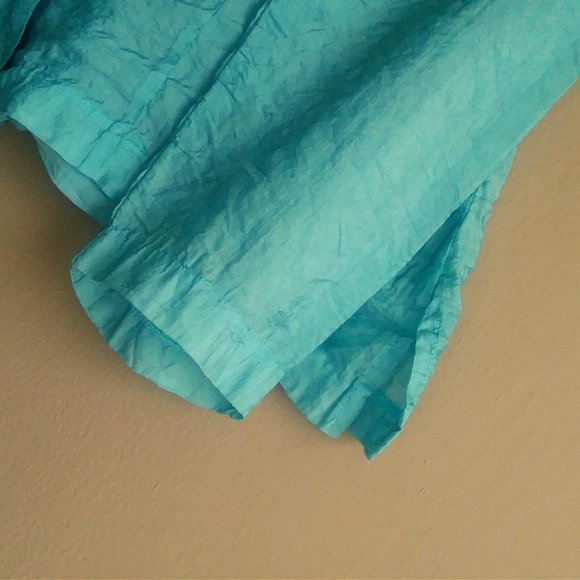 Habitat Soft and Silky Aqua Long Sleeve Button Down Cupro Crinkle Blouse  -- M - Picture 5 of 7